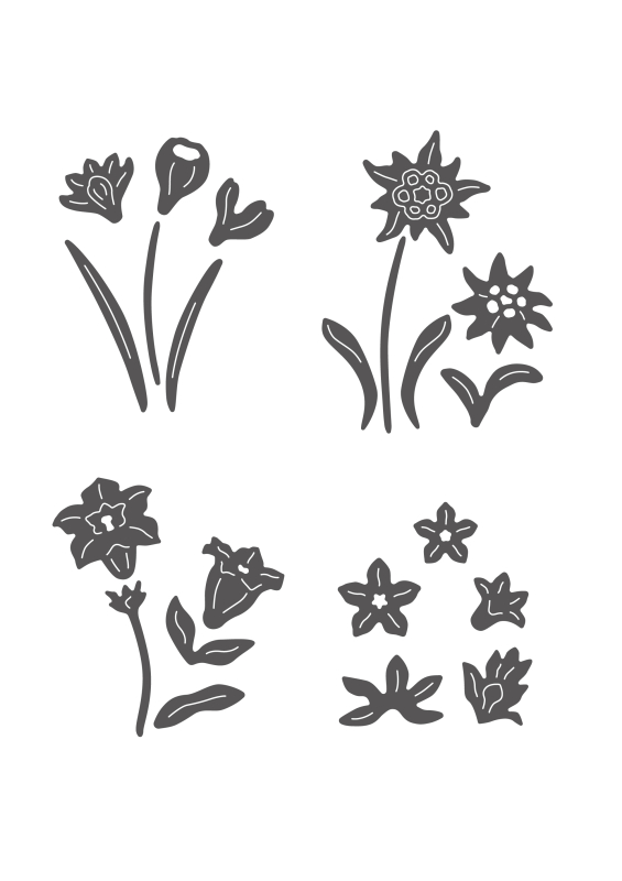 Stanzschablonen-Set Schweizer Blumen