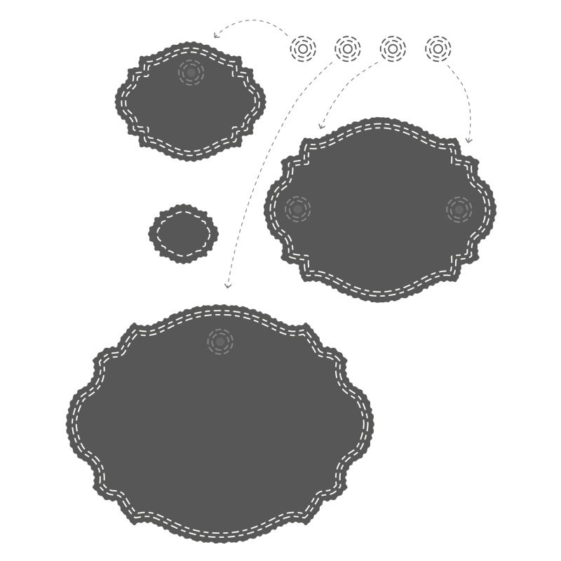 Stanzschablonen-Set Etiketten romantisch