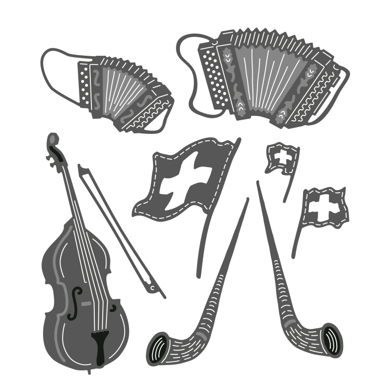 Stanzschablonen-Set Schweizer Musikinstrumente