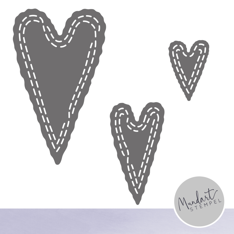 Stanzschablonen-Set Herzen mit Doppelnaht
