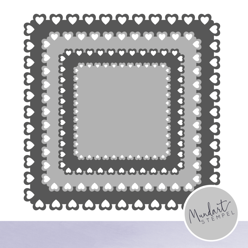 Stanzschablonen-Set Quadrate mit Herzen