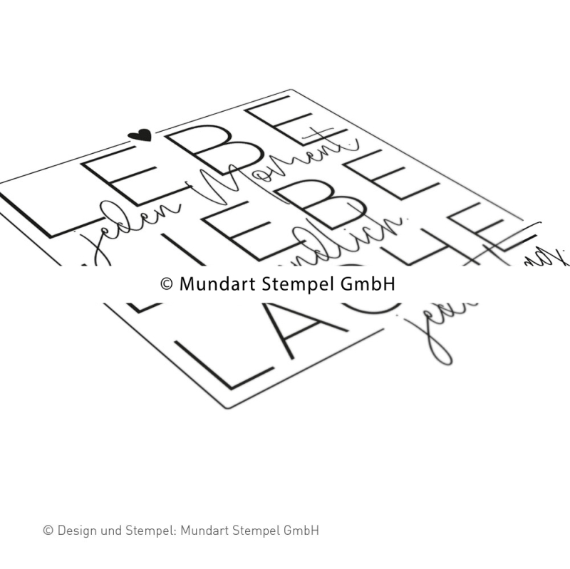 Holzstempel Lebe jeden Moment. Liebe unendlich. Lache jeden Tag