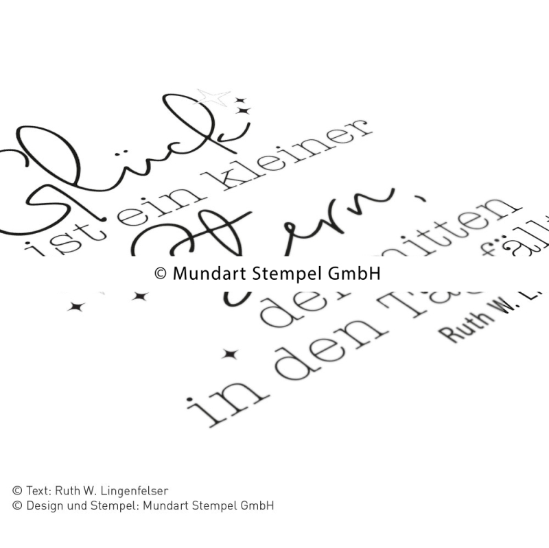 Holzstempel Glück ist ein kleiner Stern, der mitten in den Tag fällt.